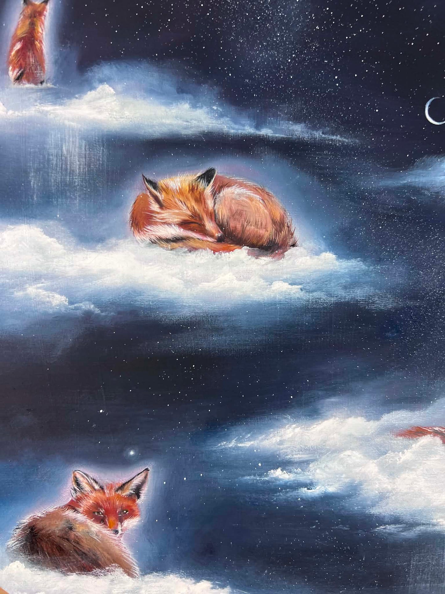 Cloud Meditation Collection Original Oil Painting - Foxes