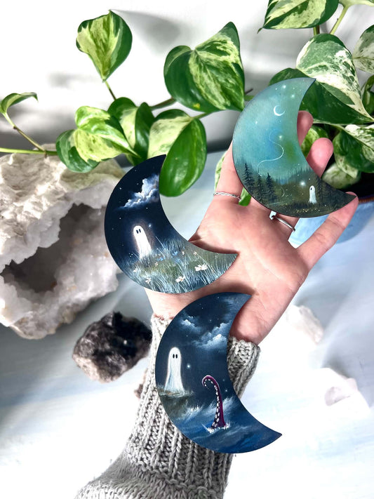 Hand Painted Ghost Moons