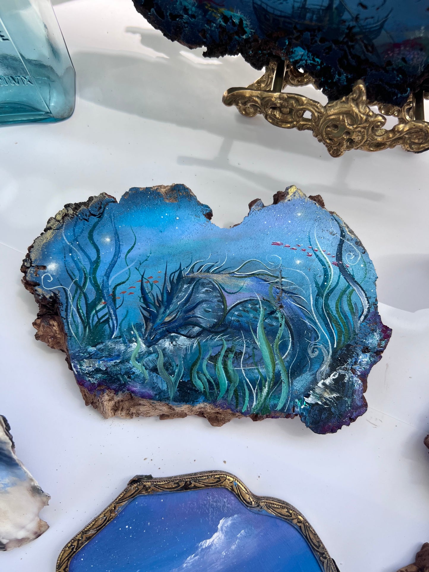 Sea Dragon Painting on Raw Wood