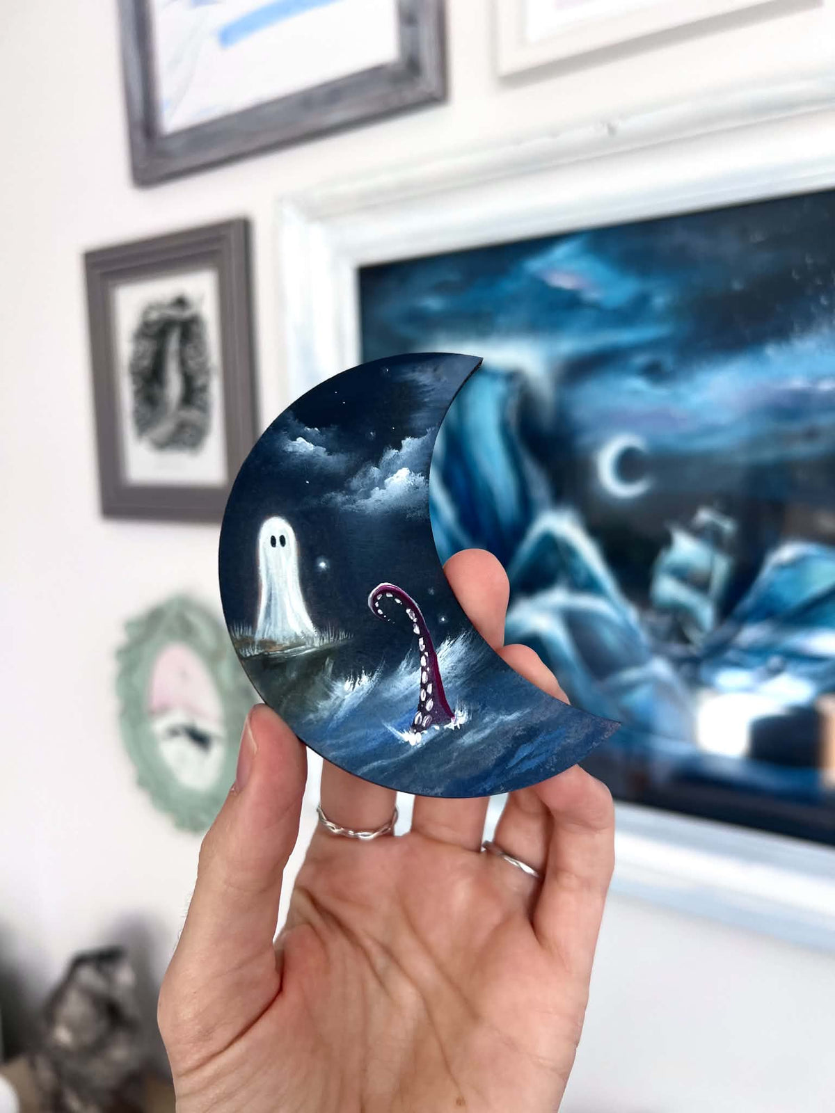 Hand Painted Ghost Moons
