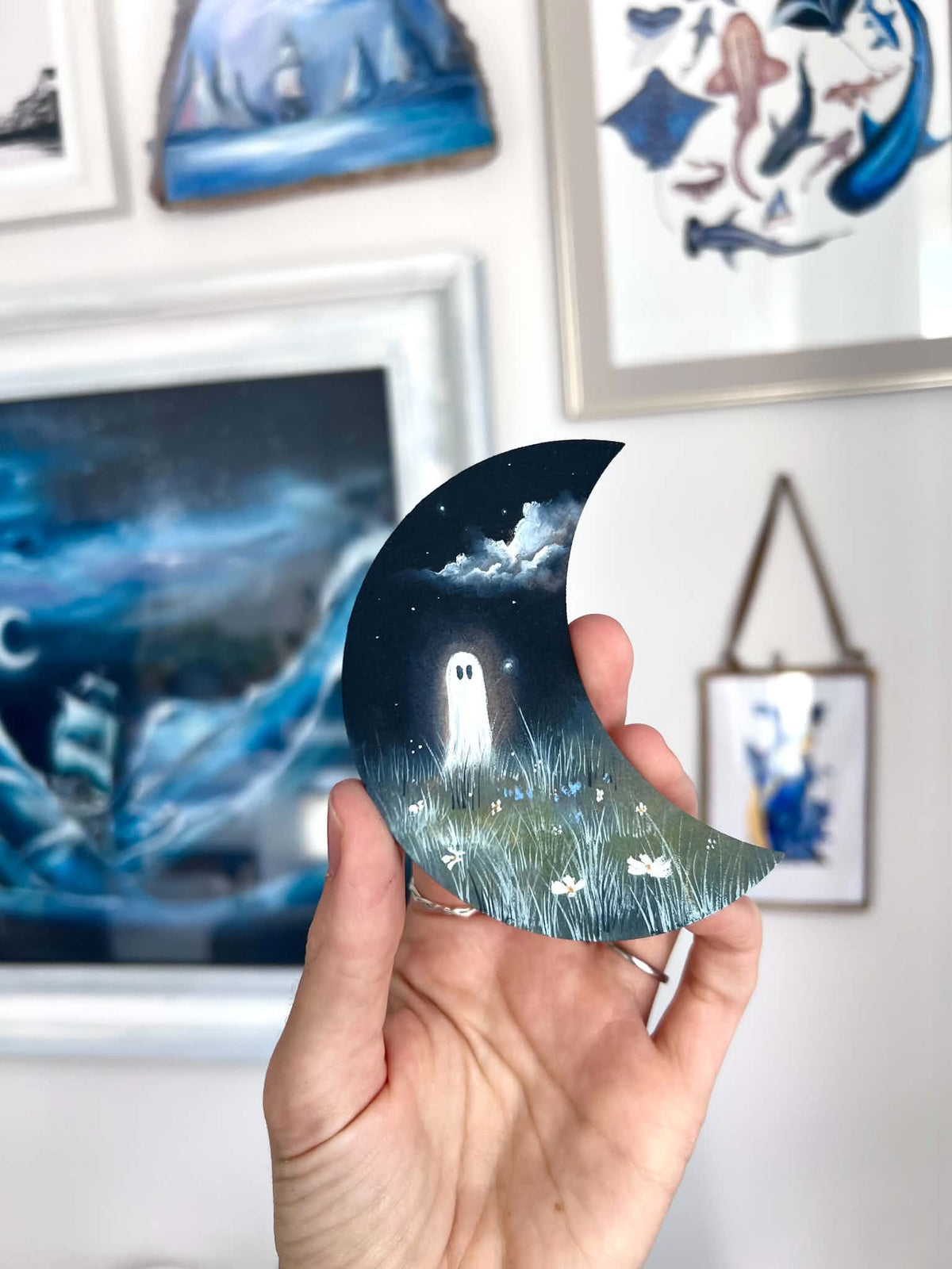 Hand Painted Ghost Moons