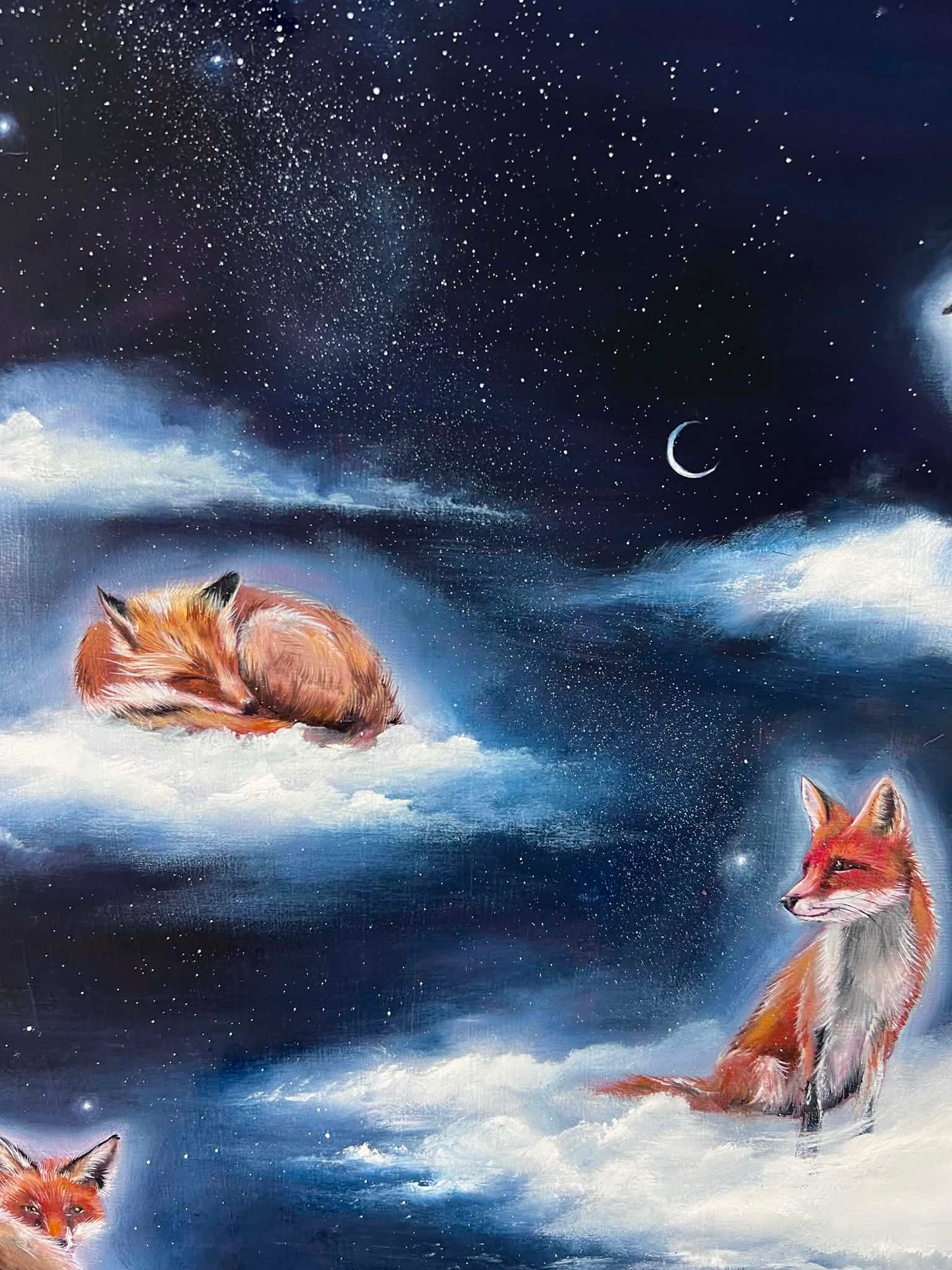 Cloud Meditation Collection Original Oil Painting - Foxes