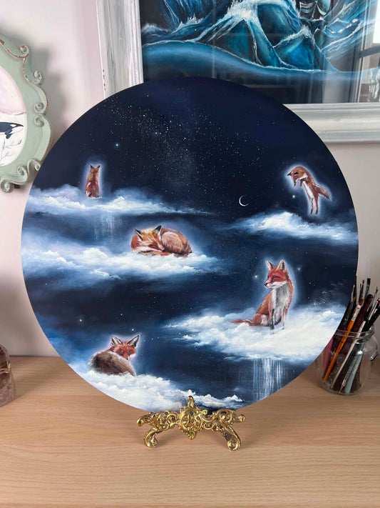 Cloud Meditation Collection Original Oil Painting - Foxes