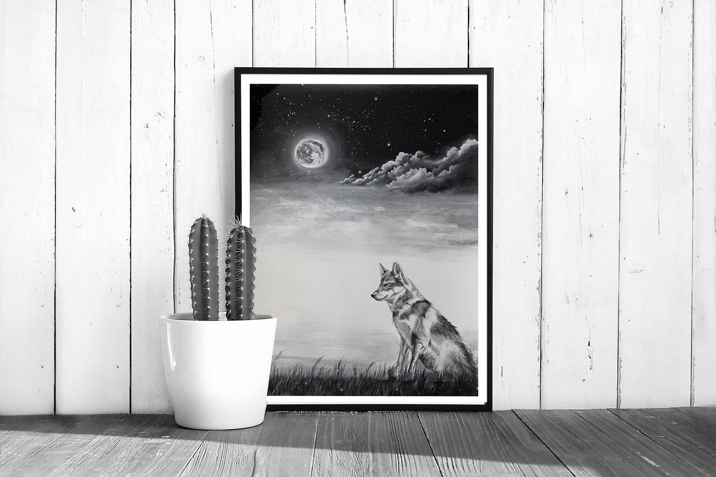 Wolf & Moon Art Print