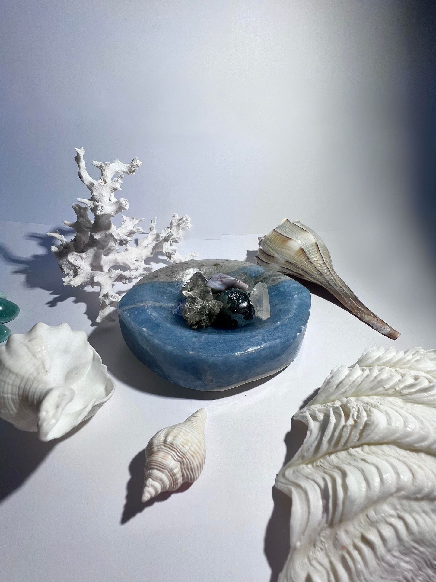 Leaf Blue Calcite Bowl