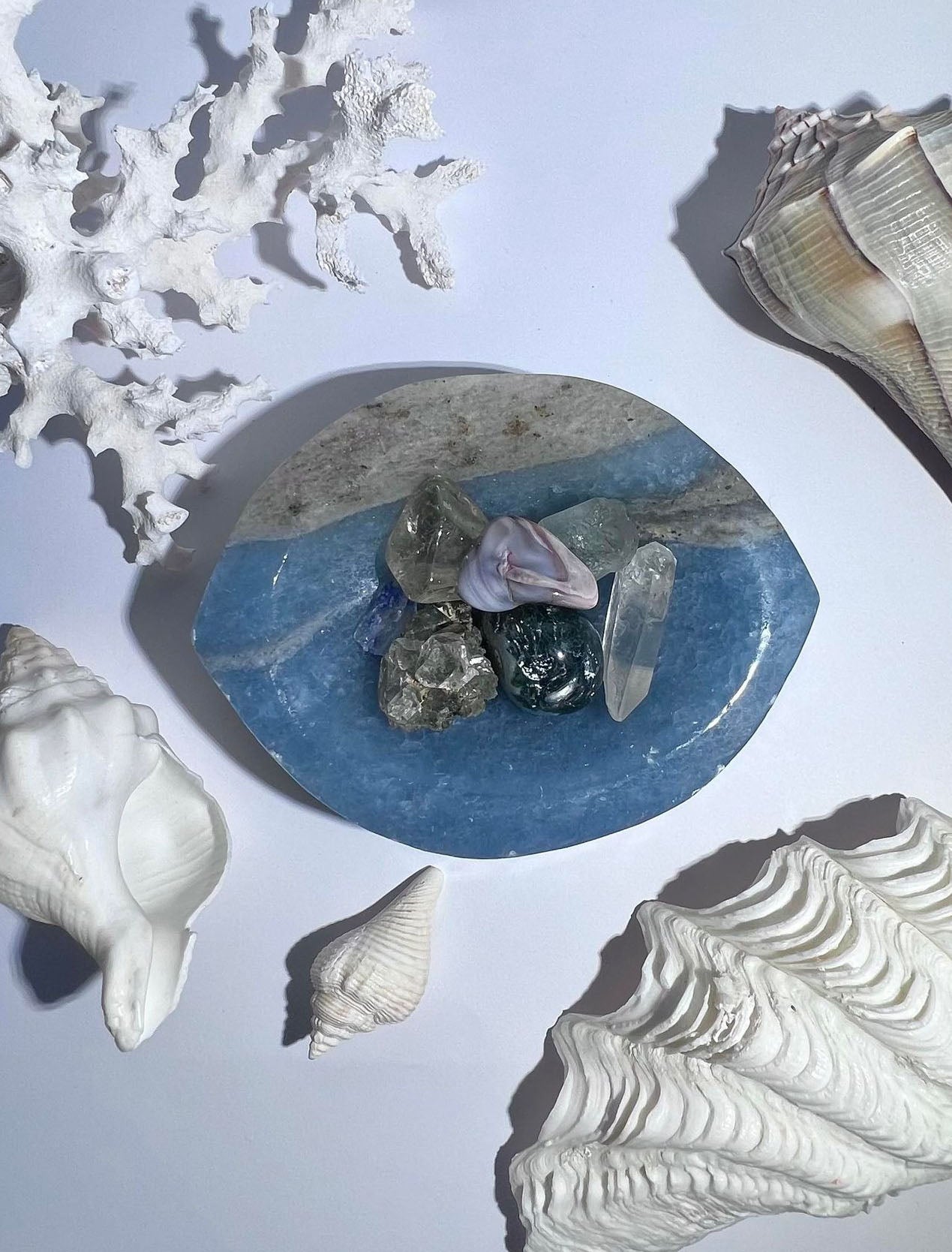 Leaf Blue Calcite Bowl
