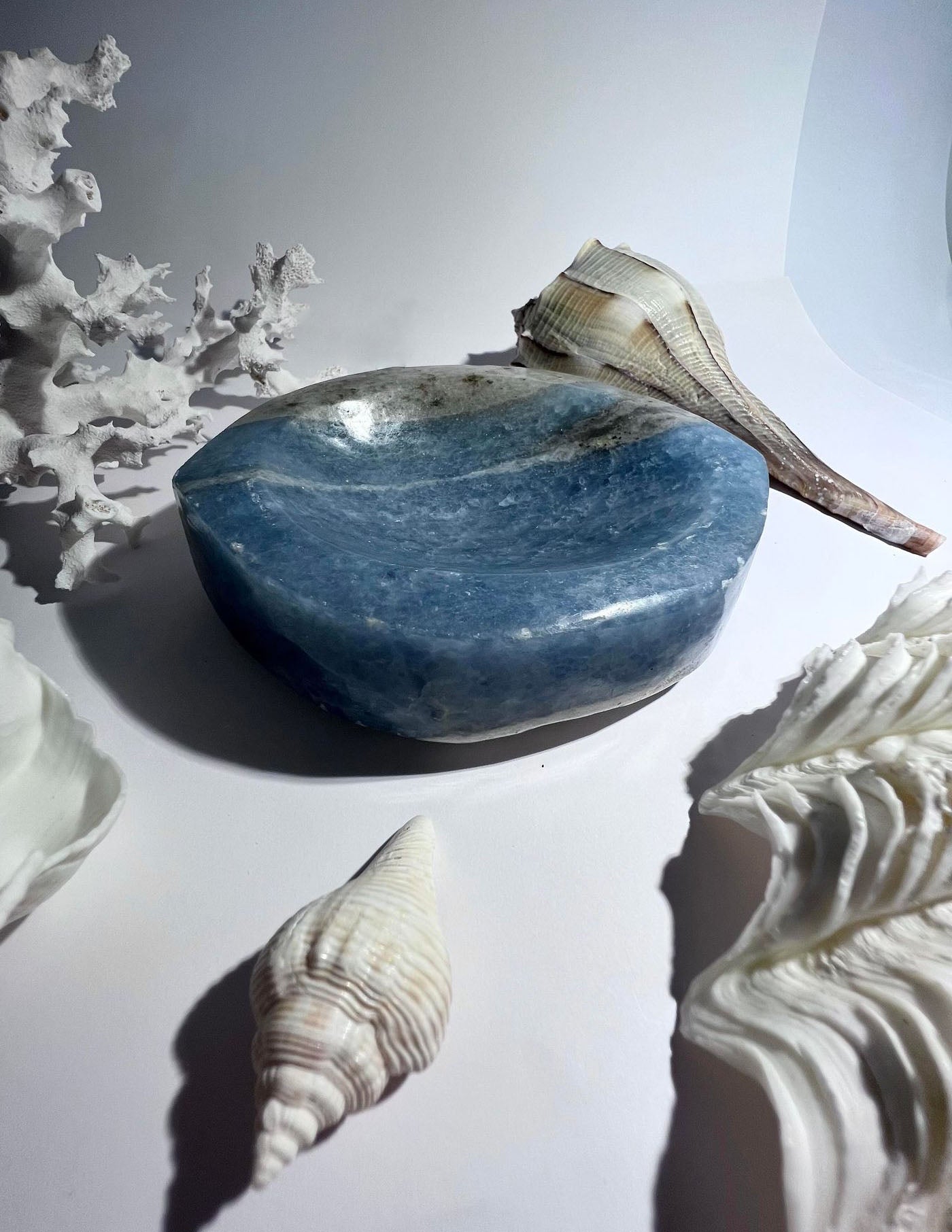 Leaf Blue Calcite Bowl