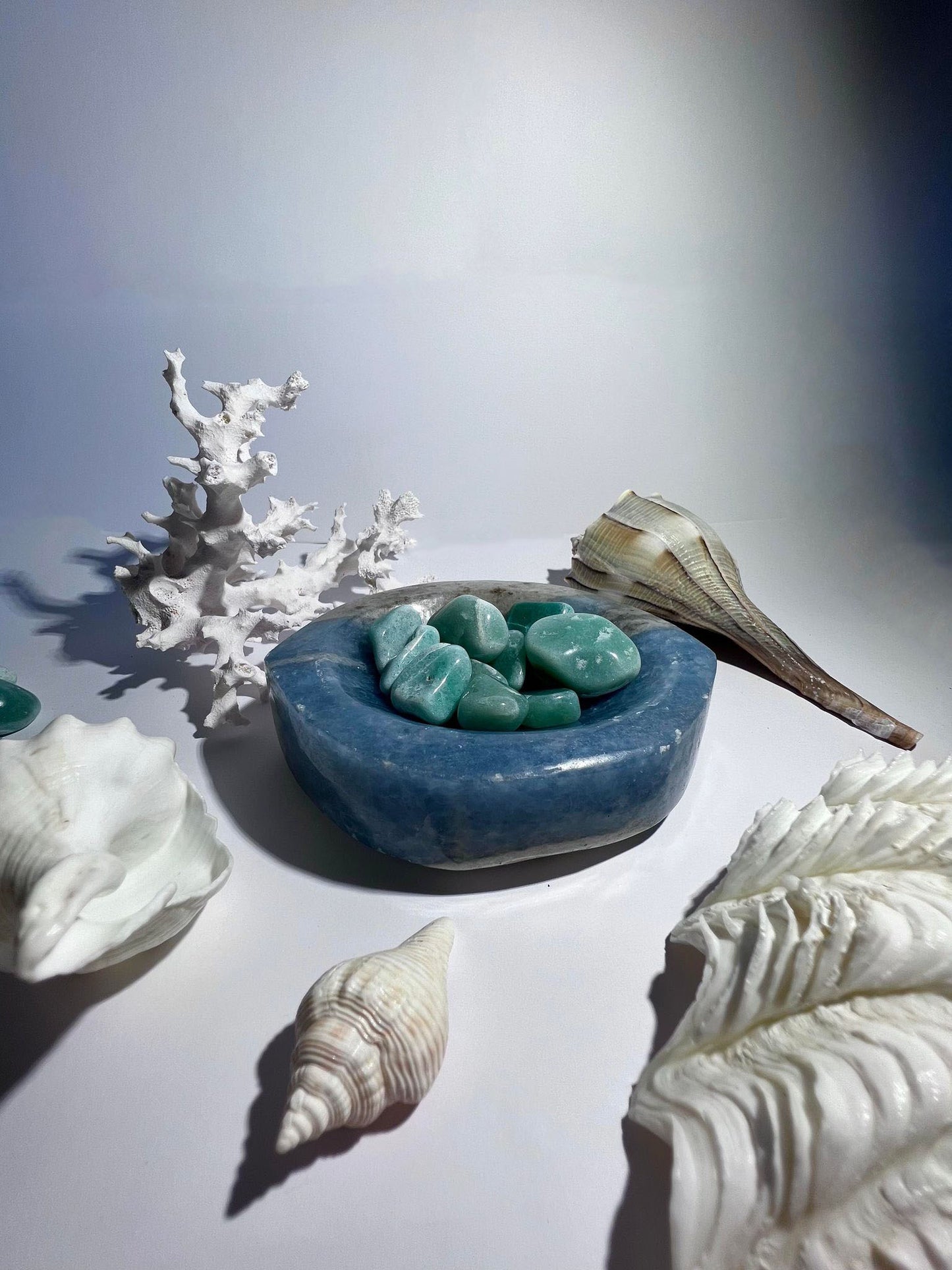 Leaf Blue Calcite Bowl
