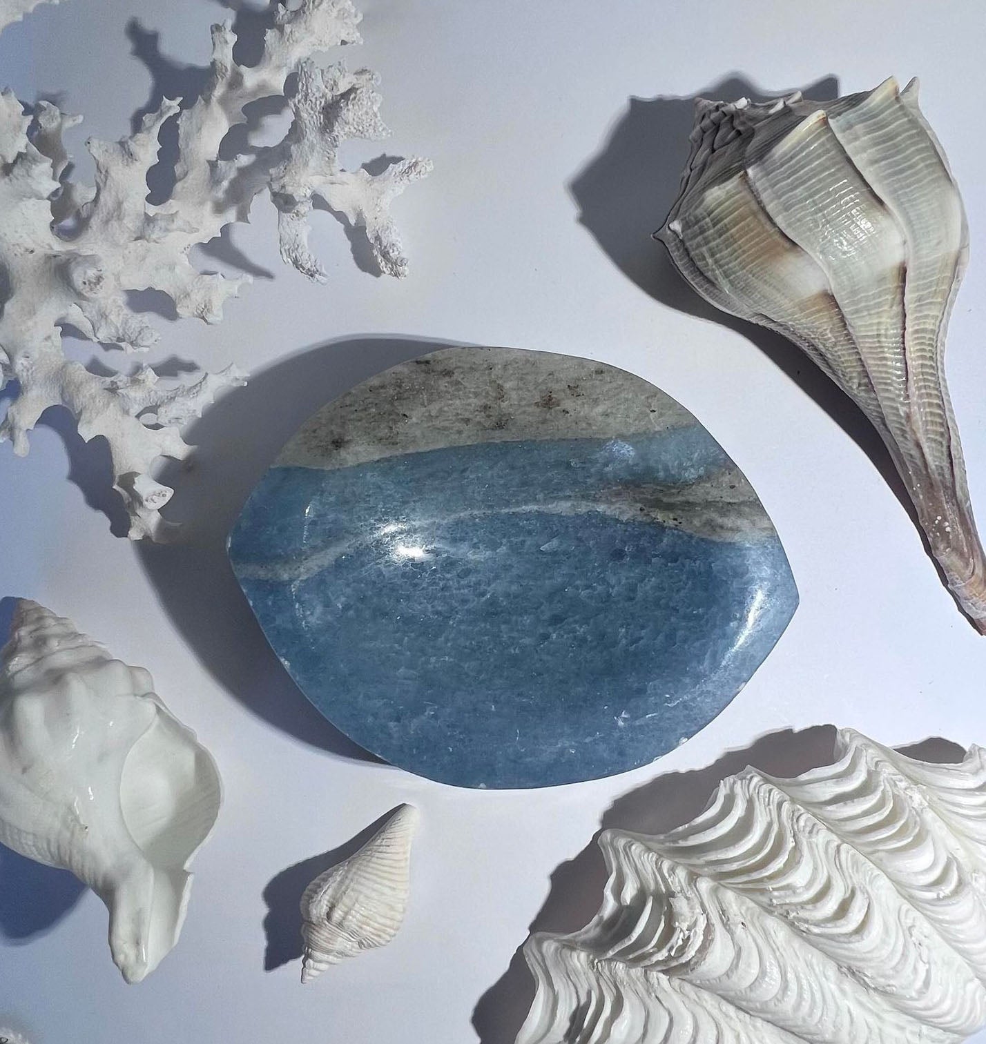 Leaf Blue Calcite Bowl